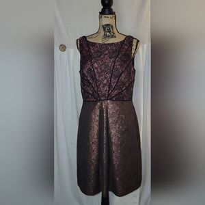 Adrianna Papell Lace Brocade Metallic Dress Size 12